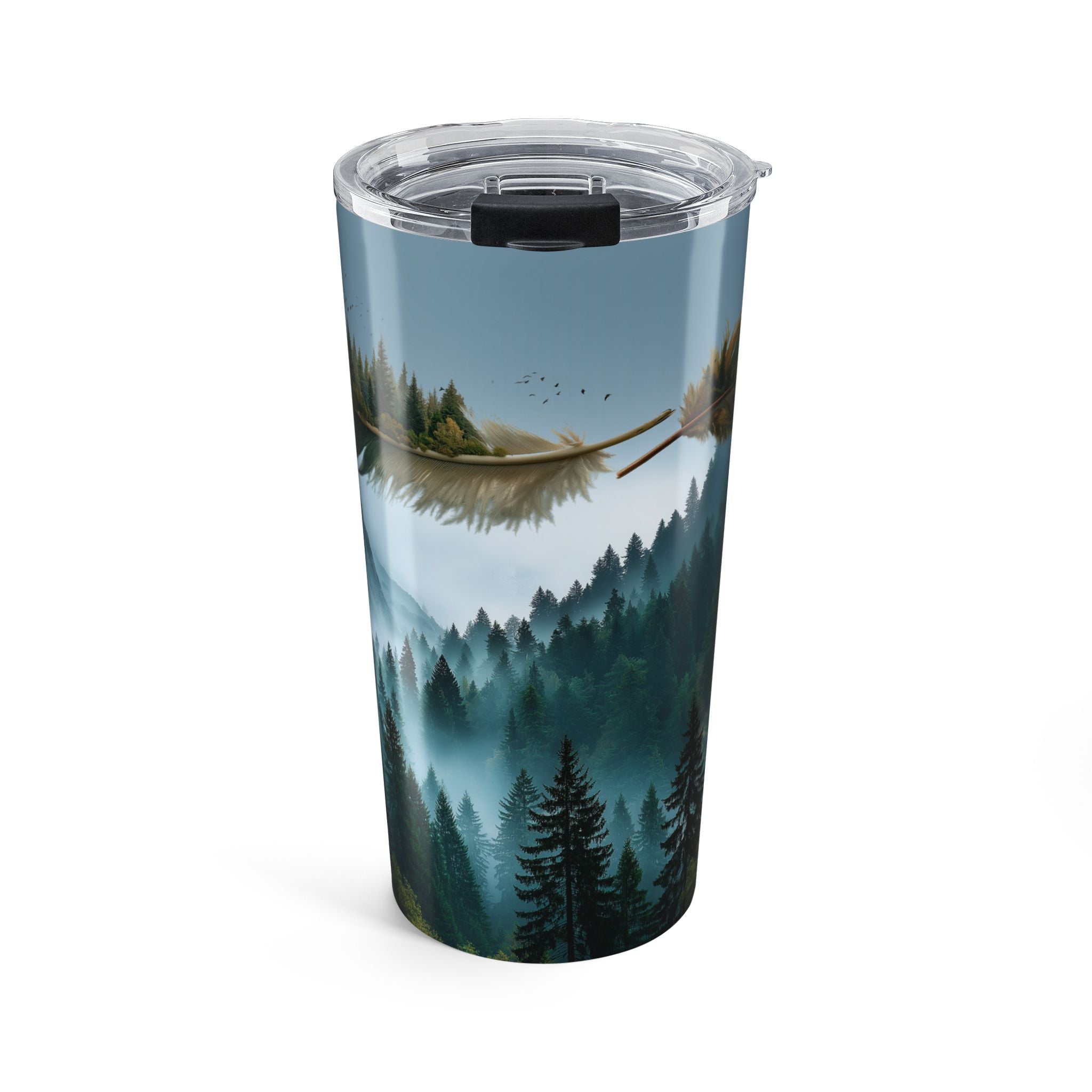 Misty Mountain Reflection Tumbler 20oz | Forest Lake Scene