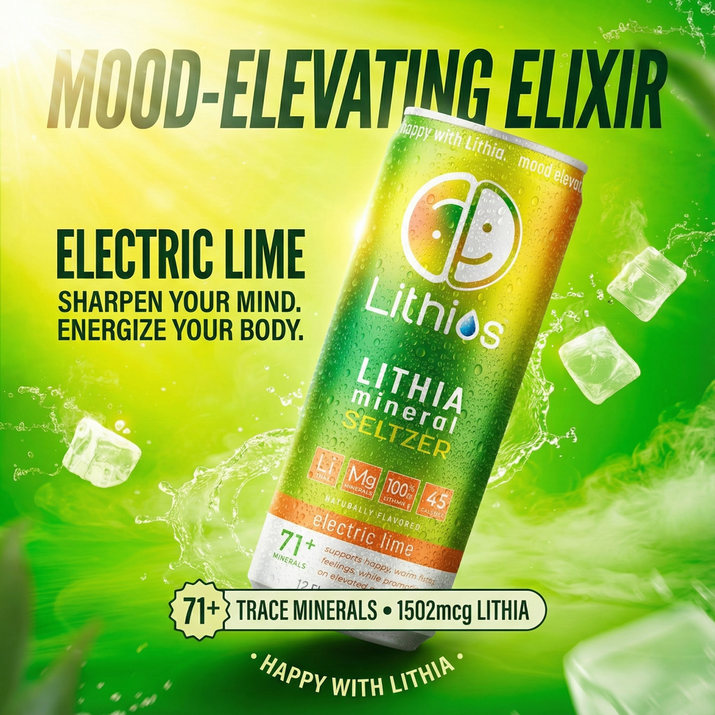 Lithios Lithia Mineral Seltzer Electric Lime