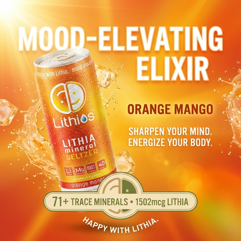 Lithios Lithia Mineral Seltzer Orange Mango