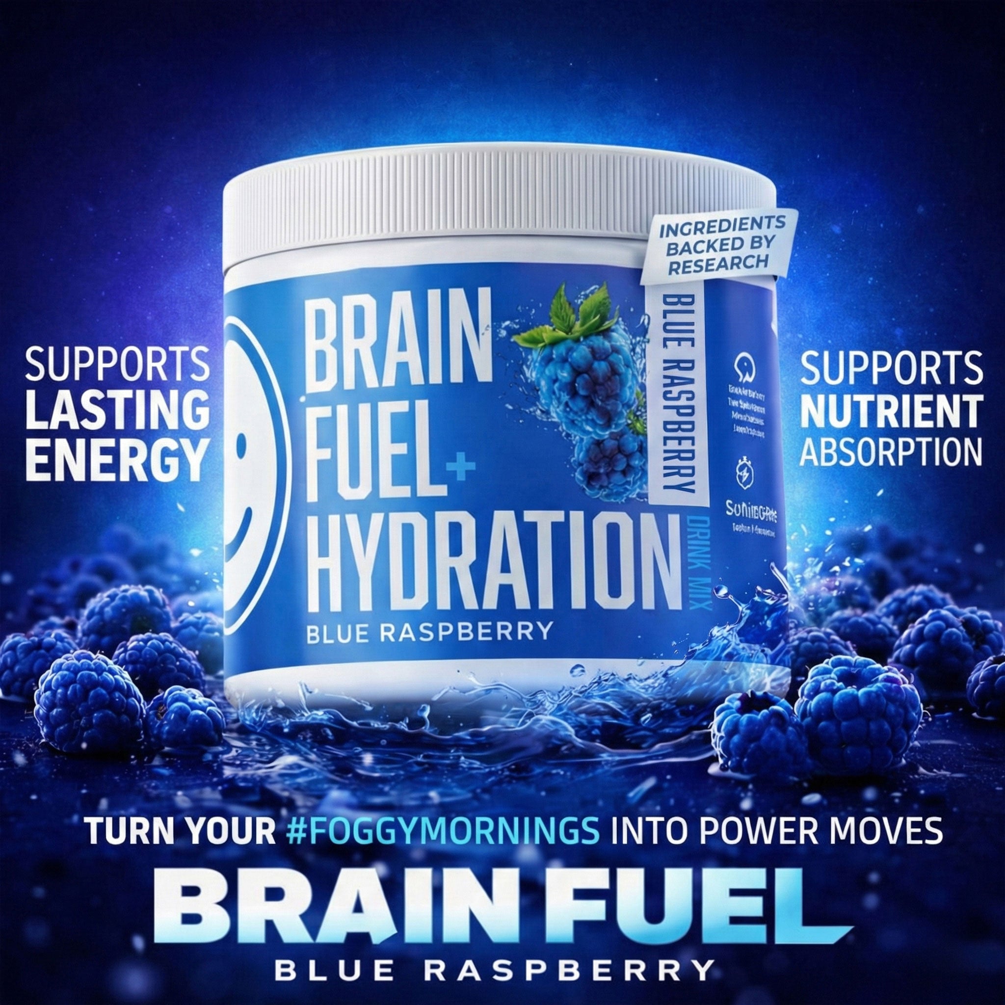 Brain Fuel + Hydration Drink Mix: Blue Raspberry