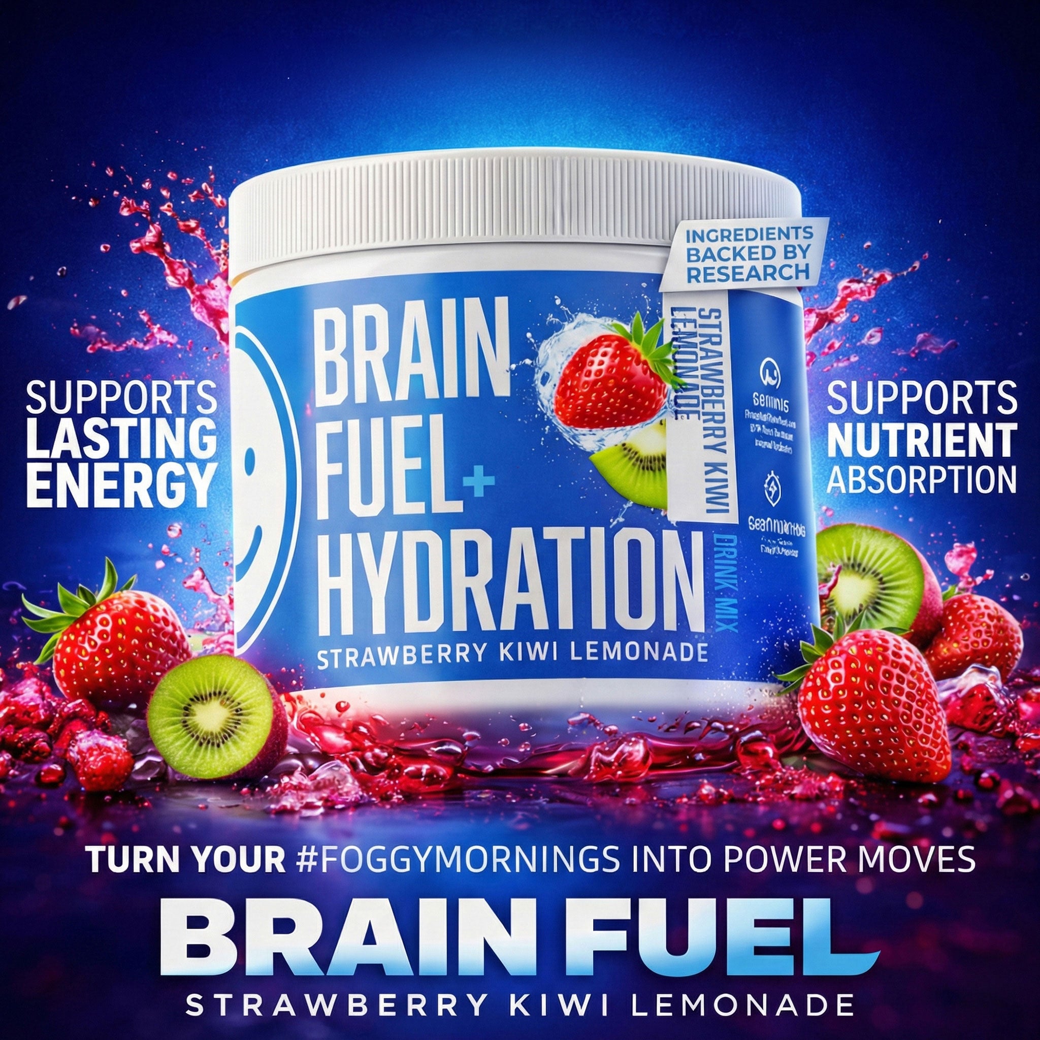 Brain Fuel + Hydration Drink Mix: Mix: Strawberry Kiwi Lemonade