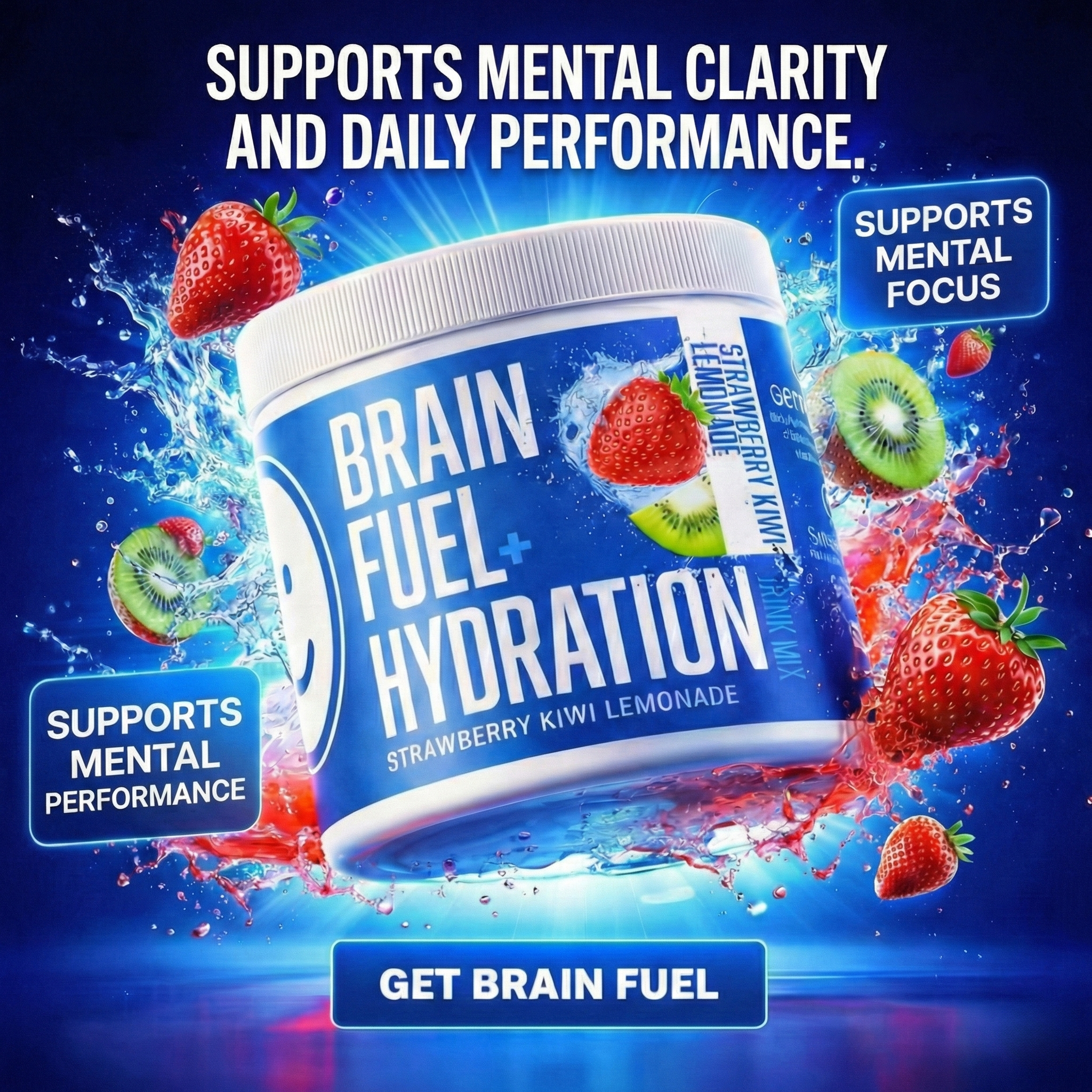 Brain Fuel + Hydration Drink Mix: Mix: Strawberry Kiwi Lemonade