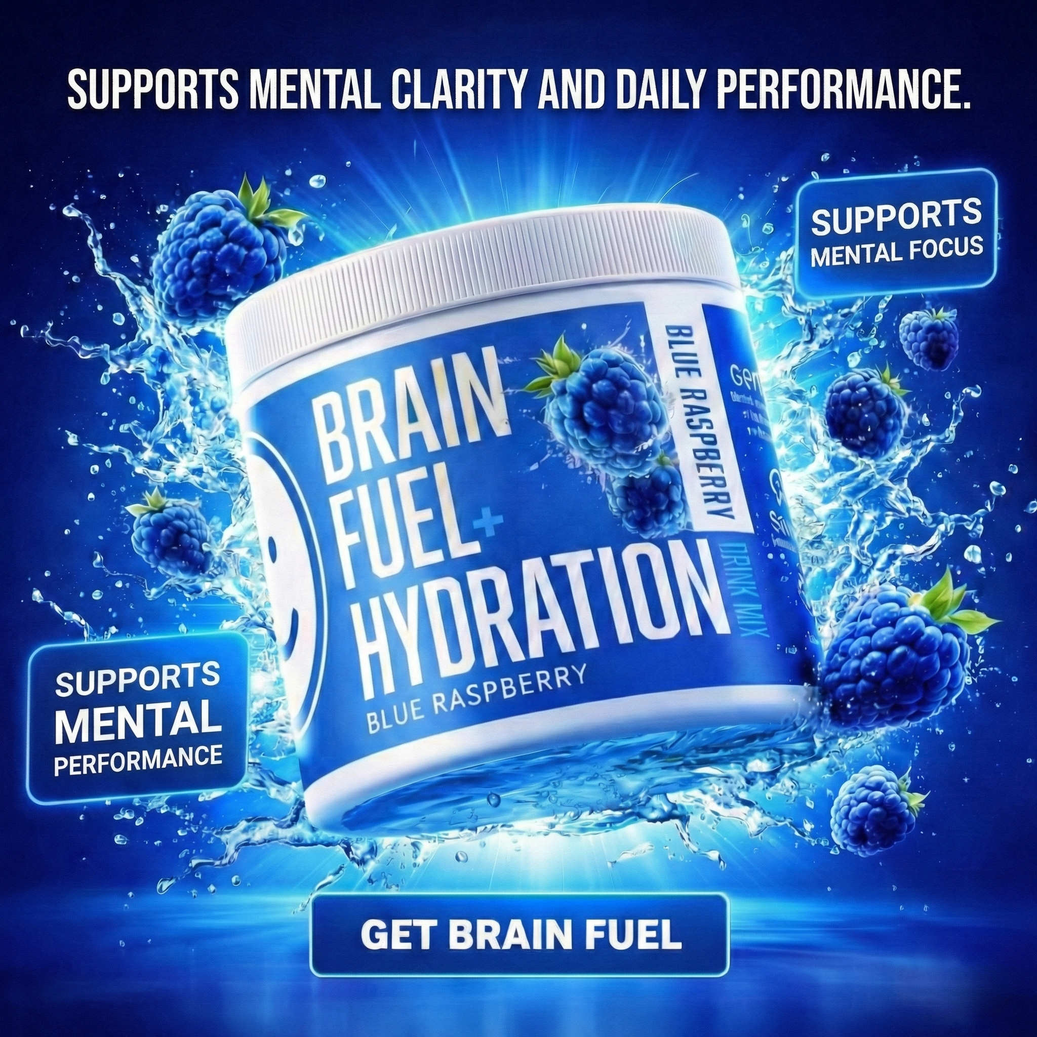 Brain Fuel + Hydration Drink Mix: Blue Raspberry