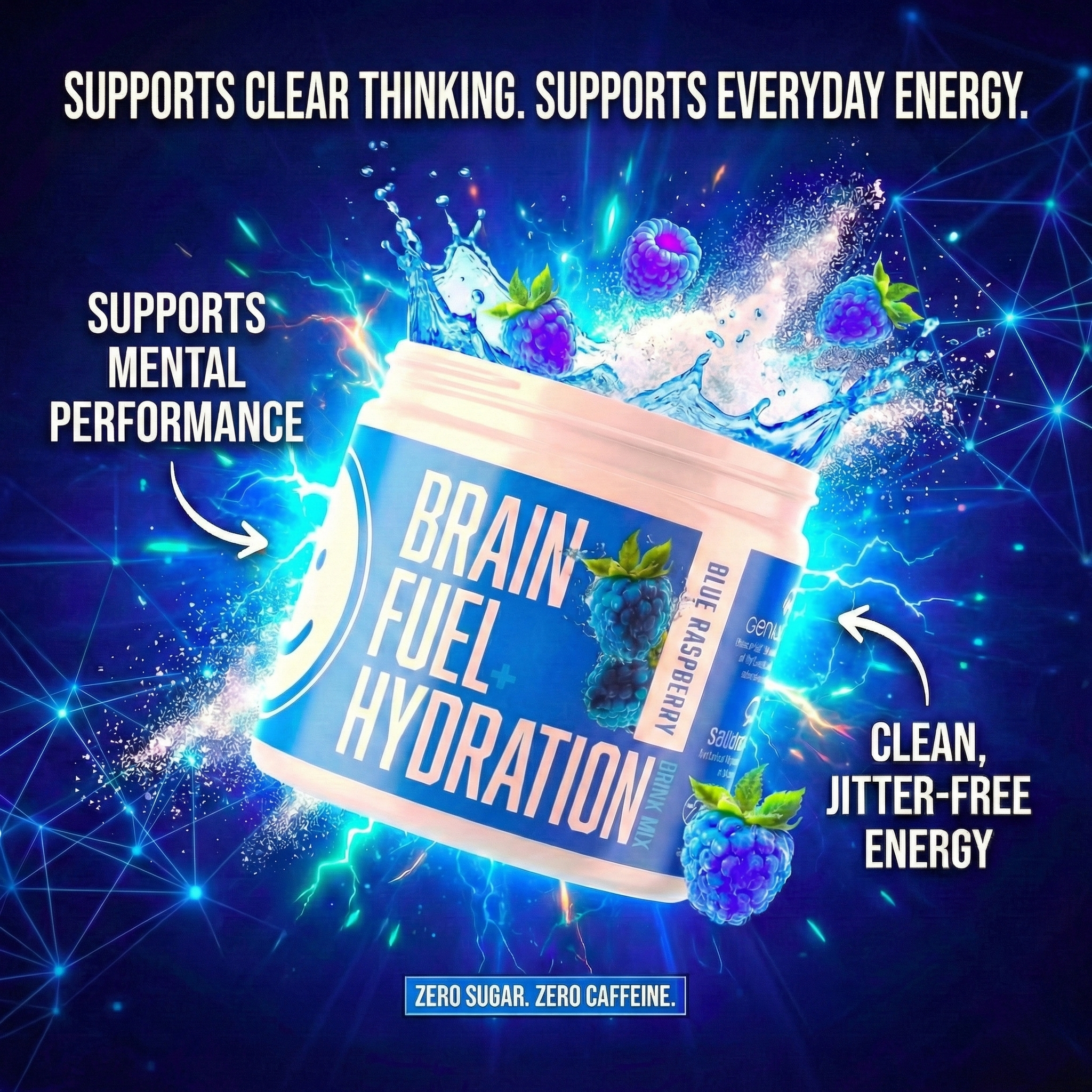 Brain Fuel + Hydration Drink Mix: Blue Raspberry
