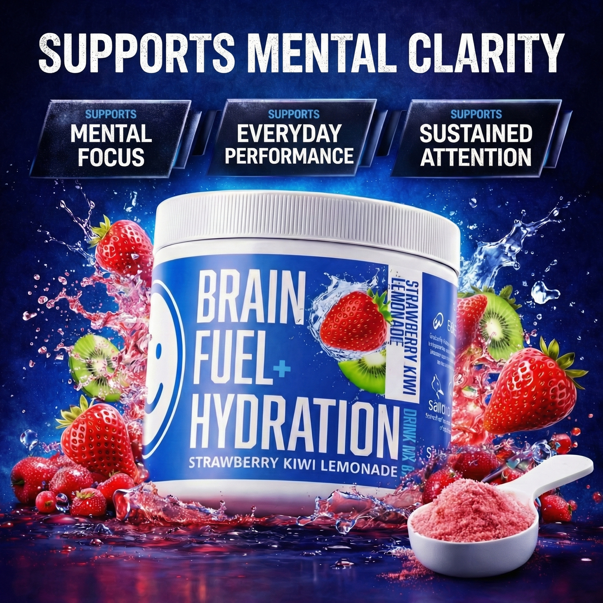 Brain Fuel + Hydration Drink Mix: Mix: Strawberry Kiwi Lemonade