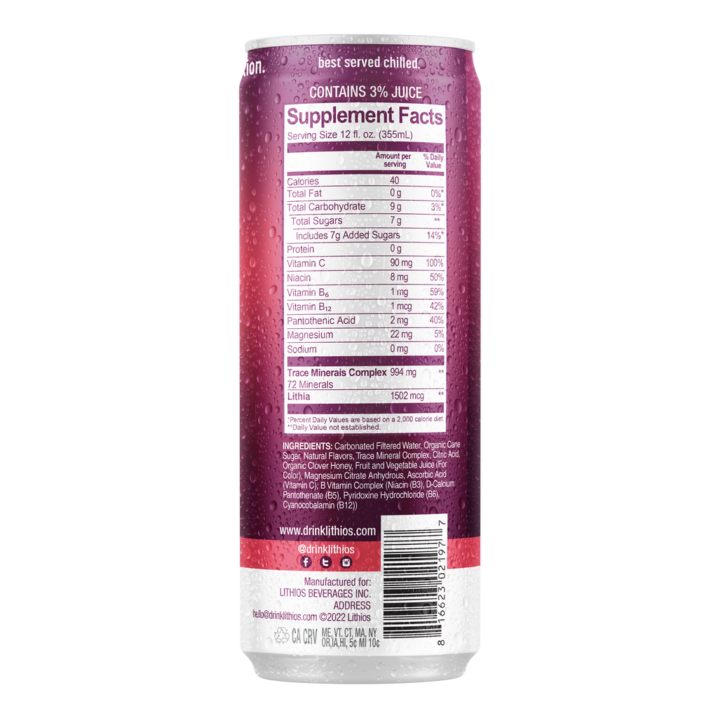 Lithios Lithia Mineral Seltzer Mixed Berry